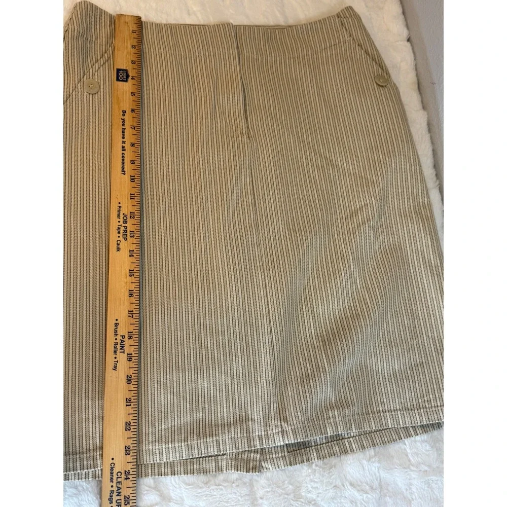 Christopher & Banks Womens Size 12 Tan Striped Cotton Knee Length Skirt